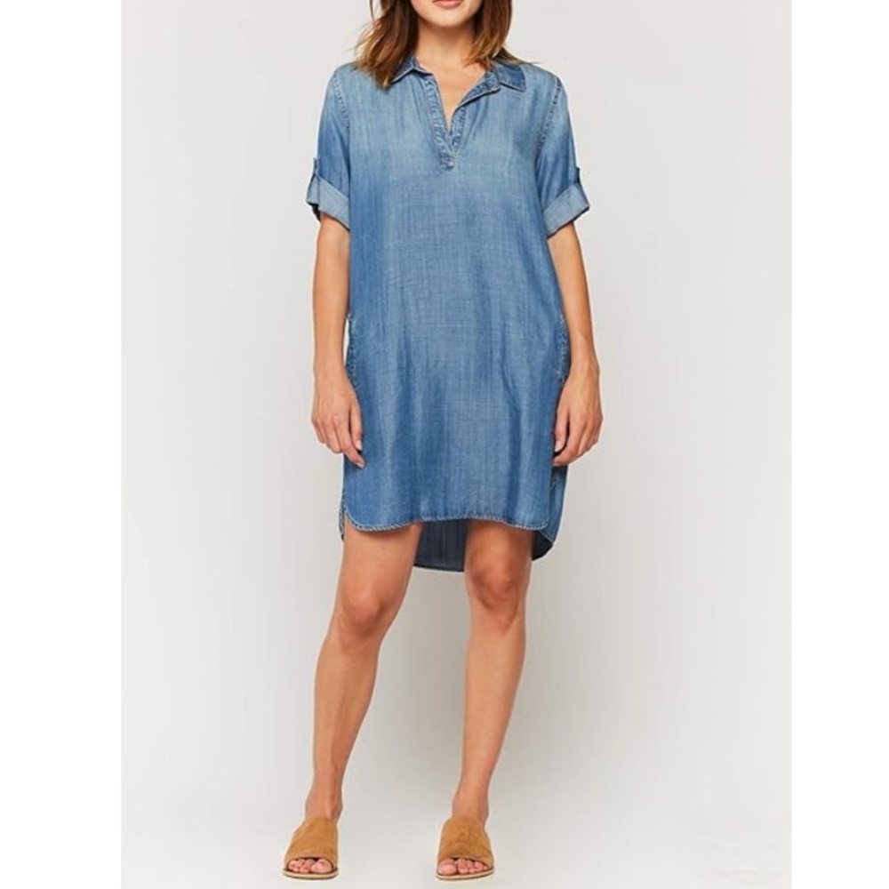 Velvet Heart Washed Chambray-like Shirt Dress